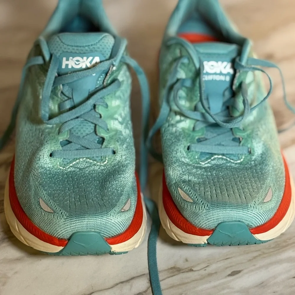 Hoka Clifton 8 Women’s Running Shoes Aqua Blue Size 7.5 - Picture 4 of 9